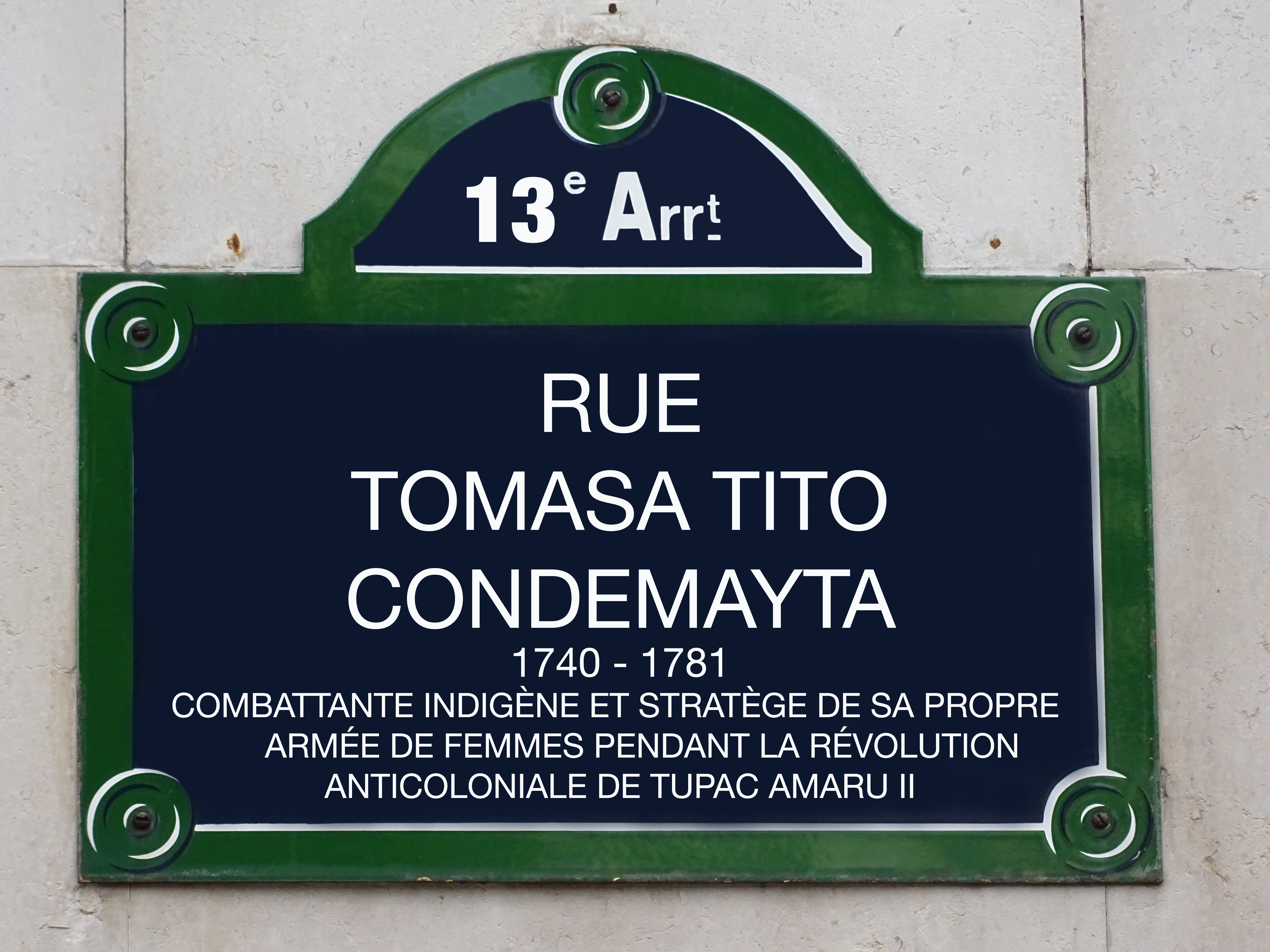 Placa Tomasa Tito Condemayta Paris 13ème, 2023